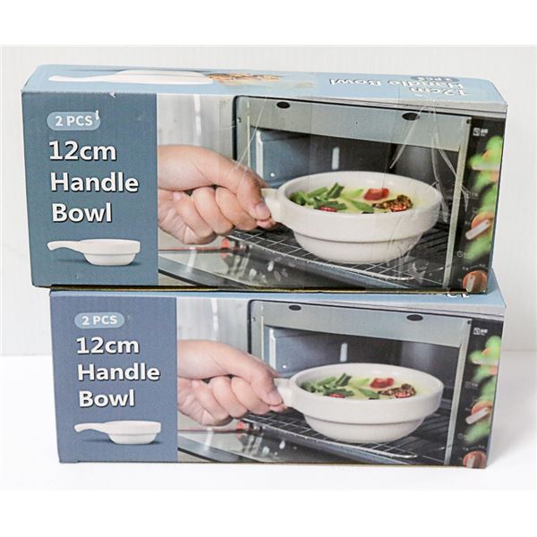 4 NEW SOUP BOWLS WITH HANDLES