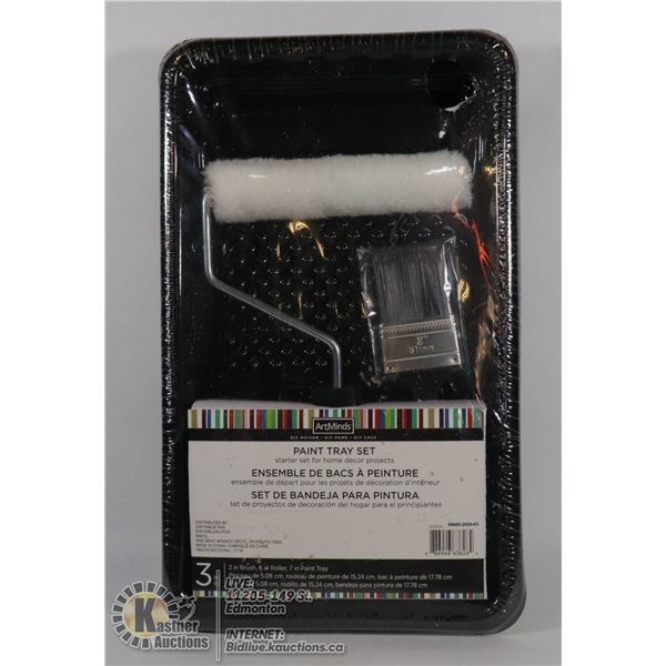 NEW PAINT TRAY SET WITH 2" BRUSH, ROLLER & TRAY