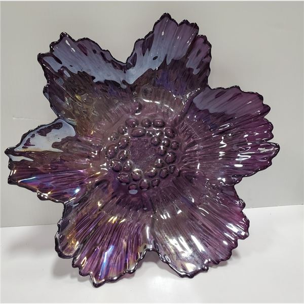 ANTIQUE IRREDESCENT GOOFUS GLASS CENTERPIECE DISH