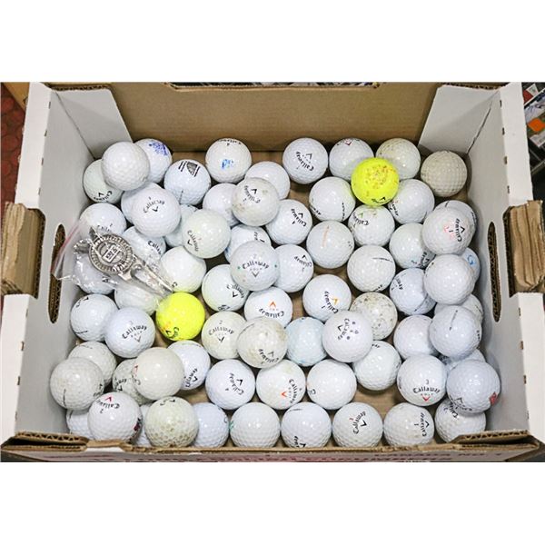 FLAT OF RECLAIMED CALLIWAY GOLF BALLS