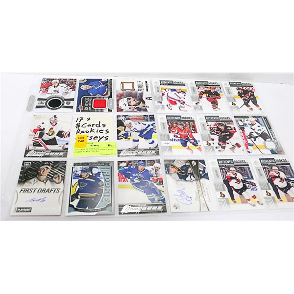 17 CARDS OF ROOKIES AND JERSEY CARDS STARS OILERS