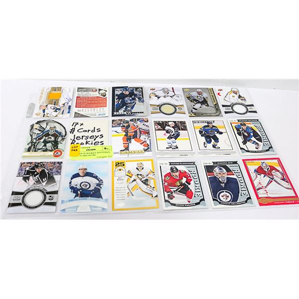 17 CARDS OF ROOKIES AND JERSEY CARDS STARS OILERS