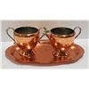 Image 1 : VINTAGE COPPER CREAM & SUGAR SET ON TRAY