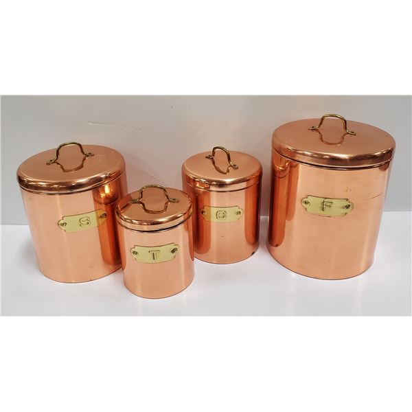 VINTAGE COPPER 4PC CANISTER SET