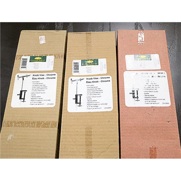 3 CRYSTAL KNOB VISES FOR FLY FISHING