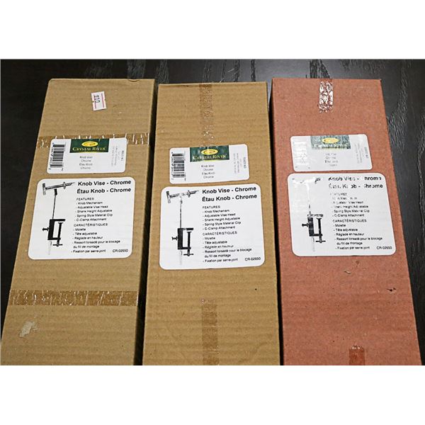 3 CRYSTAL KNOB VISES FOR FLY FISHING