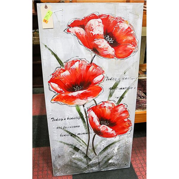 CANVAS PAINTING OF FLOWERS (24"W X 48"H)