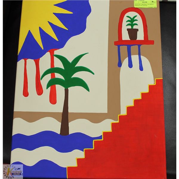 UNTITLED "ABSTRACT IN WHITE" ACRYLIC ON CANVAS