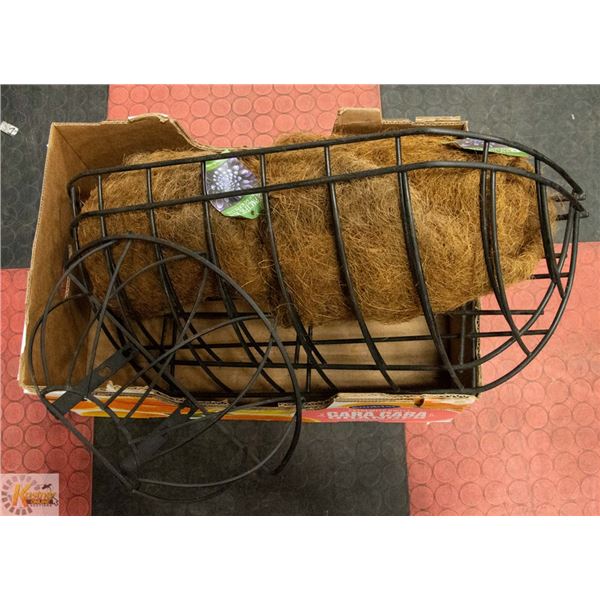 2 METAL WALL PLANTERS WITH 2 NEW 36" COCO LINERS