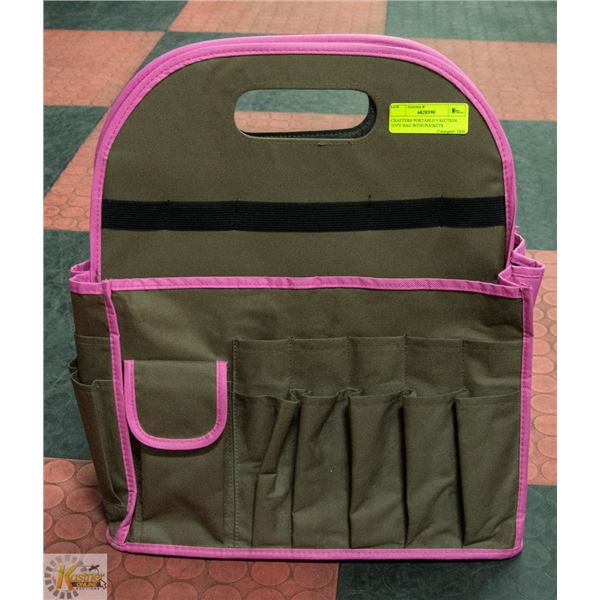 CRAFTERS PORTABLE 3 SECTION TOTE BAG WITH POCKETS