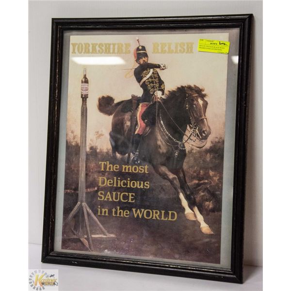 ESTATE VINTAGE BLACK WOOD FRAMED FOOD ADVERTISING