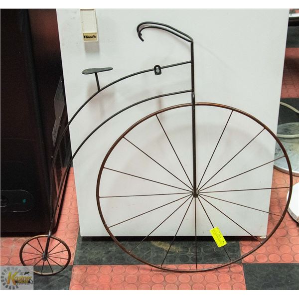 LARGE HIGH WHEEL BIKE METAL WALL ART
