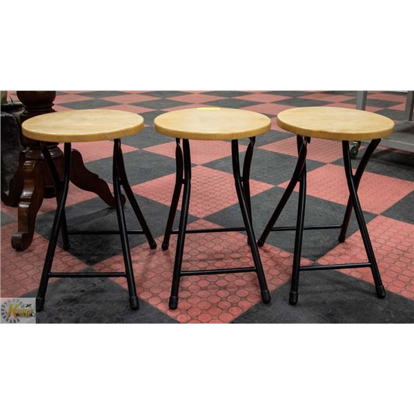 3 WOODEN FOLDING BAR STOOLS