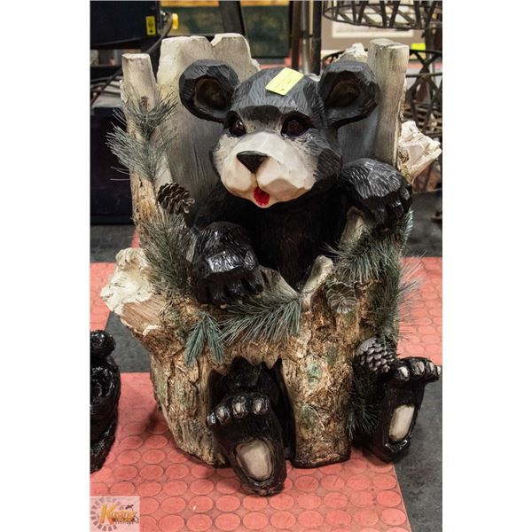 ORNAMENTAL BEAR IN TREE STUMP