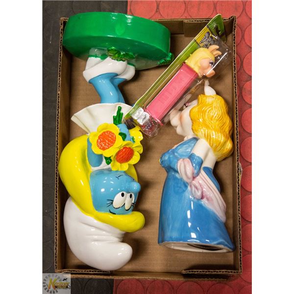 GNOME FACTORY  12" SMURFETTE FIGURE, 8" MISS PIG