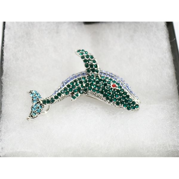 WHALE RHINESTONE BROOCH