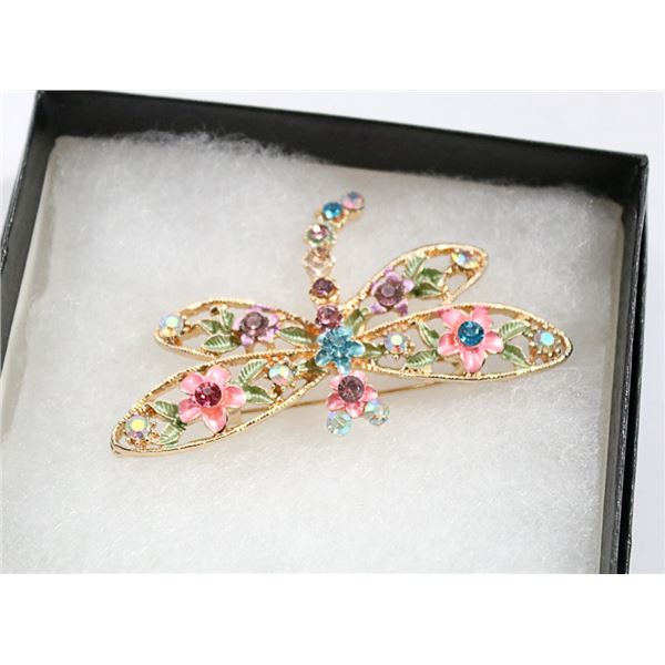 DRAGONFLY RHINESTONE BROOCH