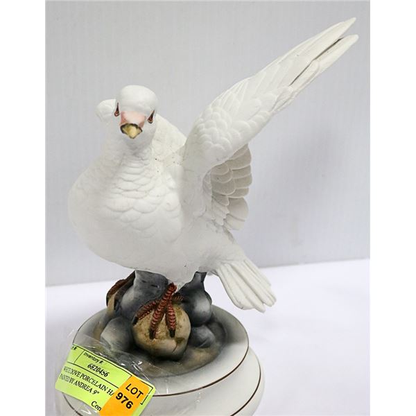 WHITE DOVE PORCELAIN HAND PAINTED BY ANDREA 9"