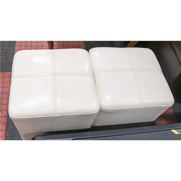 2 WHITE CUBE STOOLS PAIR