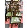 Image 1 : 5 ANTIQUE WOODEN CHAIRS WITH LEATHER SEATS