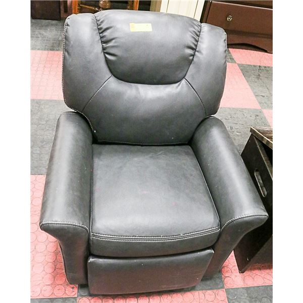 JUNIOR GREY VEGAN LEATHER LAZY BOY RECLINER