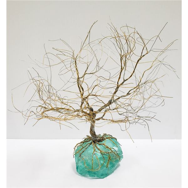 TREE OF LIFE WIRE & GLASS DECORATIVE ORNAMENT, 11"