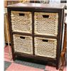 Image 1 : WOOD AND WICKER SHELVING UNIT