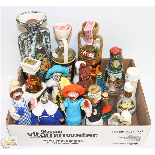 FLAT OF VINTAGE ALCOHOL DECANTERS