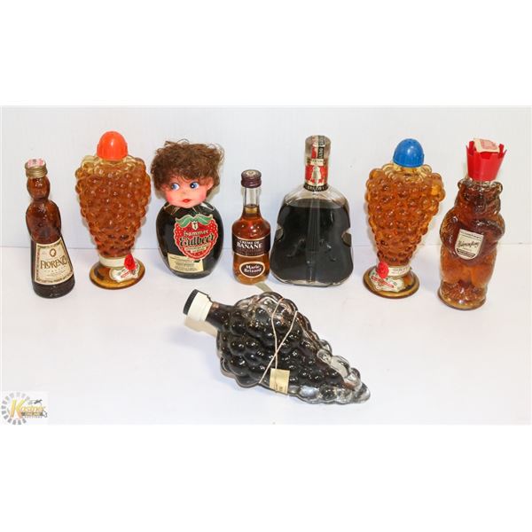 FLAT OF GRAPE SHAPED WINE BOTTLES