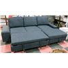 Image 1 : DARK GREY FABRIC SECTIONAL WITH HIDE-A-BED