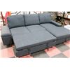 Image 3 : DARK GREY FABRIC SECTIONAL WITH HIDE-A-BED