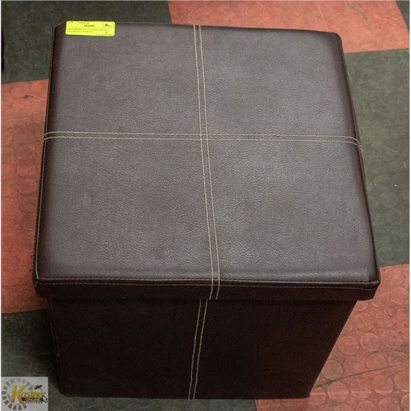 LEATHERETTE OTTOMAN WITH INTERNAL STORAGE