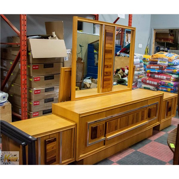 DRESSER WITH 2 MATCHING SIDE TABLES INCLUDING