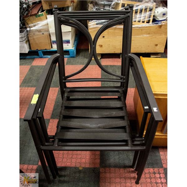 4 METAL LAWN CHAIRS WITHOUT CUSHIONS
