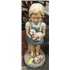 Image 1 : LARGE CEMENT GIRL STATUE HOLDING PUPPY