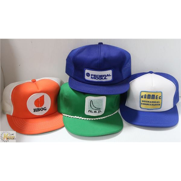 4 VINTAGE SNAP BACK CAPS,
