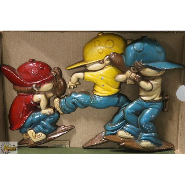 3 VINT. METAL 1979 BASEBALL SEXSMITH WALL HANGERS