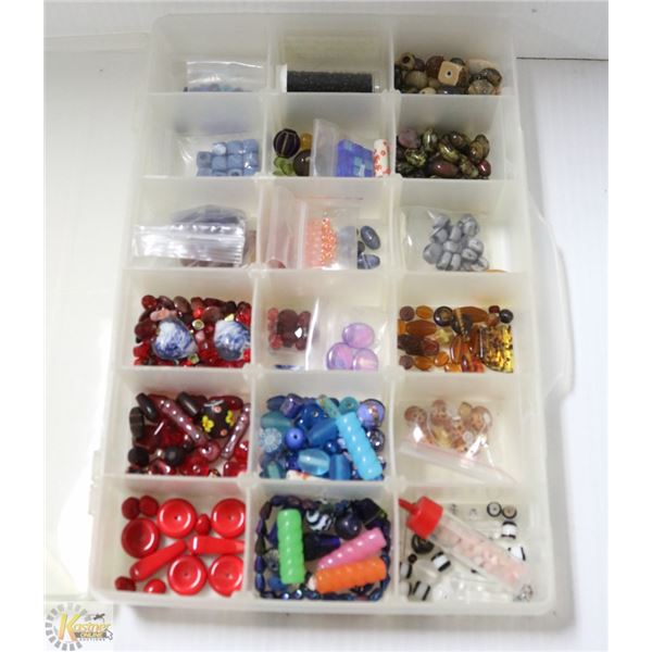 TRAY OF ASSORTED GLASS BEADS CZECH BEADS VINT