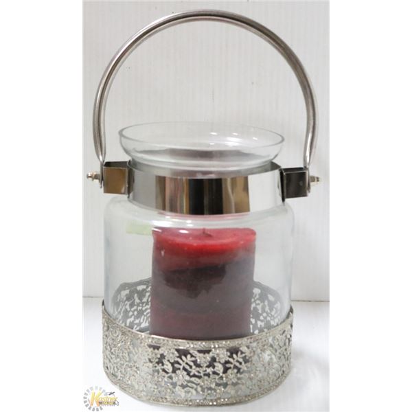GLASS PAIL LIKE CANDLE HOLDER