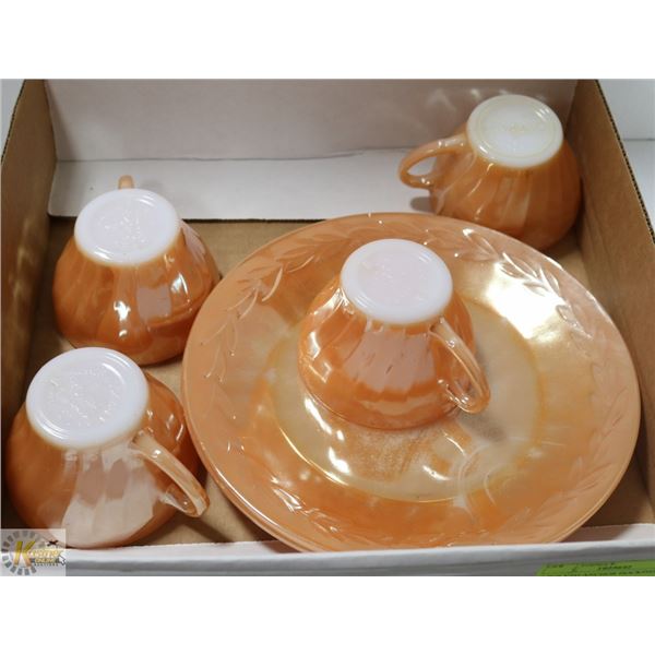 6 PCS VTG ANCHOR HOCKING PEACH LUSTRE