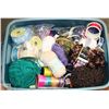 Image 1 : BIN OF MOSTLY NEW YARNS RIBBONS CRAFT ITEMS