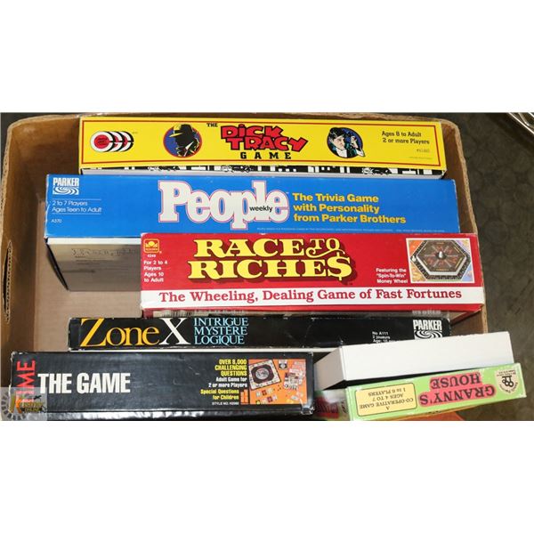 BOX OF VINT. BOARD GAMES INCL DICK TRACY