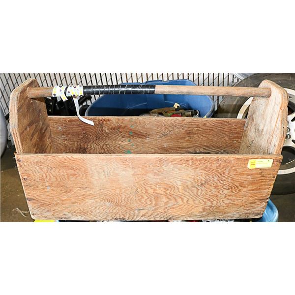VINTAGE  WOODEN TOOL BOX