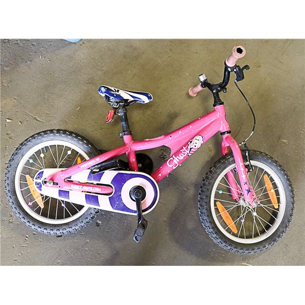 GIRLS GHOST POWER 16 BIKE ,TRAINING WHEELS INCLUDE