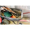Image 1 : YARDWORKS 2 WHEELBARROW WITH GARDEN TOOLS USED