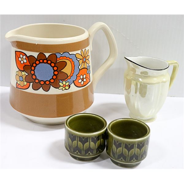 SADLER PITCHER AND SMALL UNMARKED PITCHER WITH