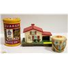 Image 3 : QUAKER OATS TIN AND VINTAGE BISCUIT JAR