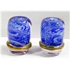 Image 1 : BLOWN HEAVY GLASS PAIR CANDLE HOLDERS SIGNED BY