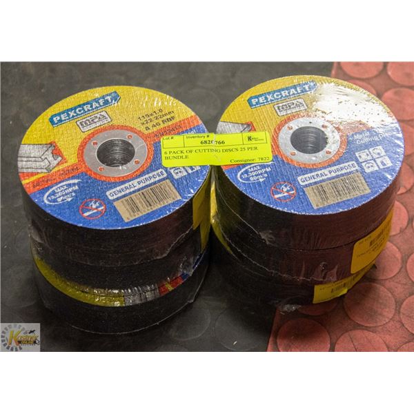 6 PACK OF CUTTING DISCS 25 PER BUNDLE