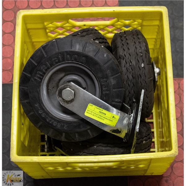 SET OF 4 FLAT FREE MARATHON HEAVY DUTY WHEELS